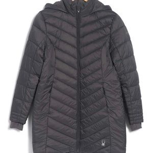 Spyder Hooded Long Puffer Jacket- Medium